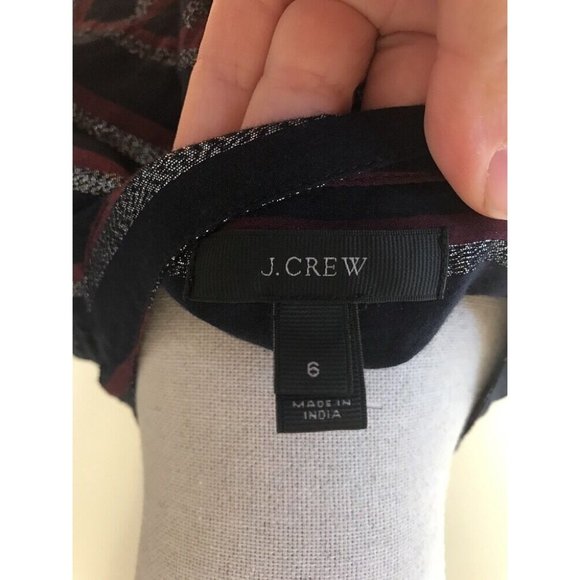 J Crew Metallic Stripe Popover Top Blouse Size 6 - Picture 10 of 11